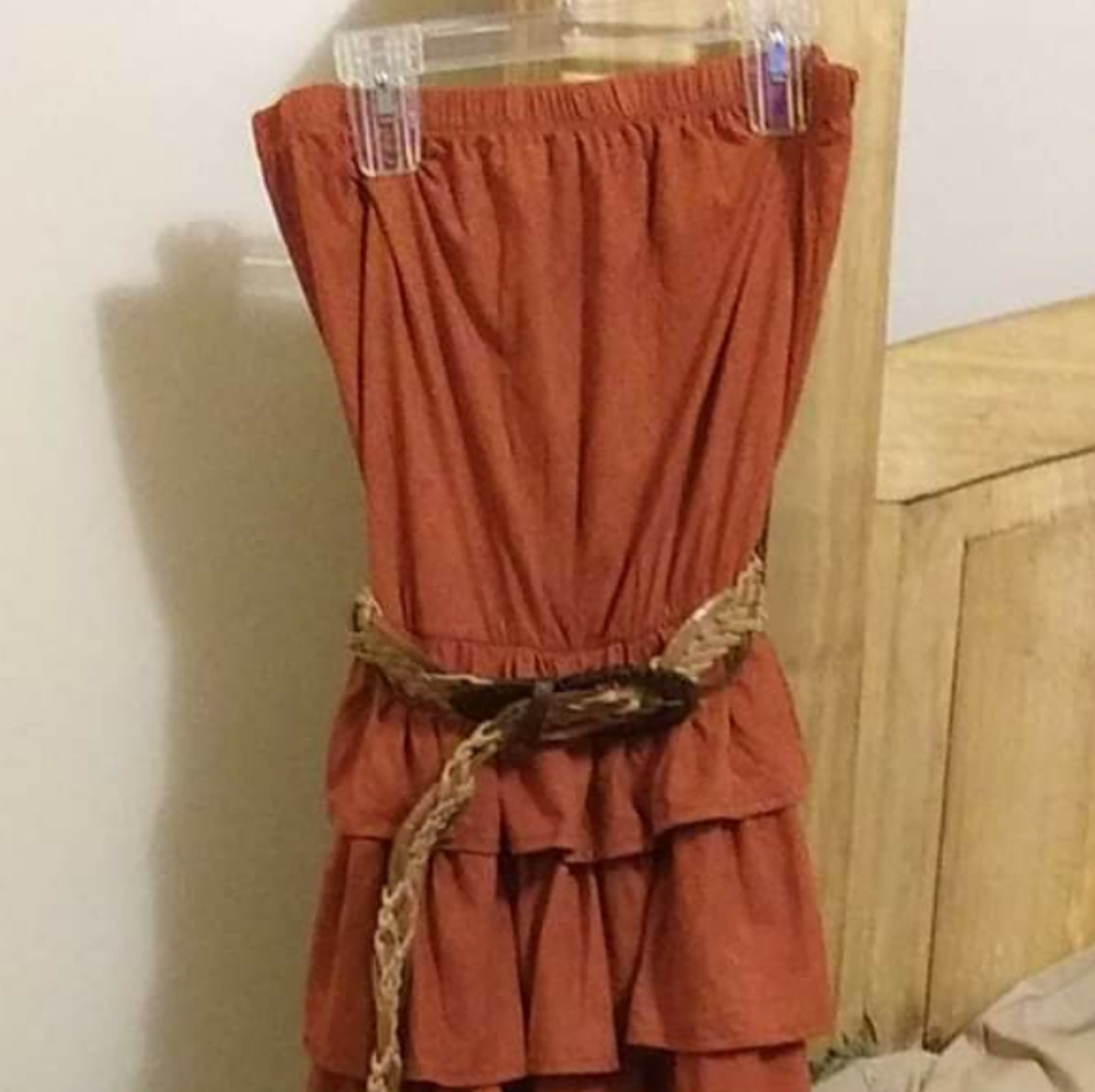 Rust tube dress w/ belt (cute)